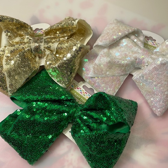 NWT Set of 3 Sequence Holiday 8” Bows - Picture 1 of 4